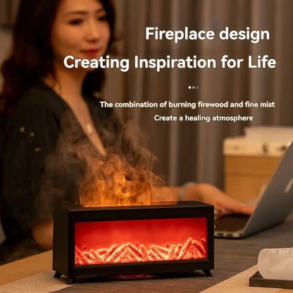 New Simulation Fireplace Flame air Humidifier Remote Control Colorful Night Light Desktop Home  Essential Oil Aroma Diffuser