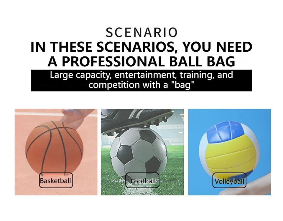 Loogdeel Football Basketball Ball Pack Double Shoulder Storage Pouch Shoulder Net Pocket Bag Training Sports Equipment Bag