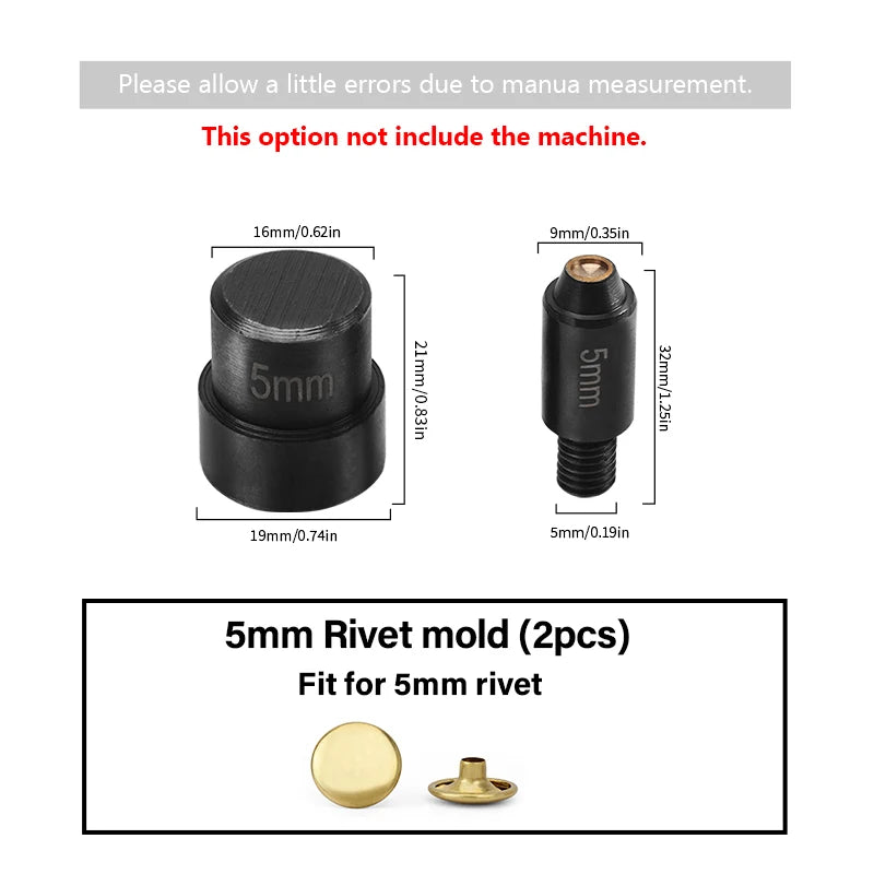 WUTA Manual Button Installation Tool Mute Punching Mushroom Rivets, Eyelet Hand Pressing (without /with Machine) DIY Craft Tools
