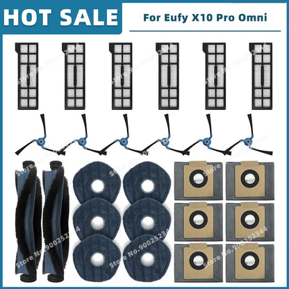 Compatible For Eufy X10 Pro Omni Replacement Parts Accessories Roller Side Brush Filter Mop Cloth Dust Bag
