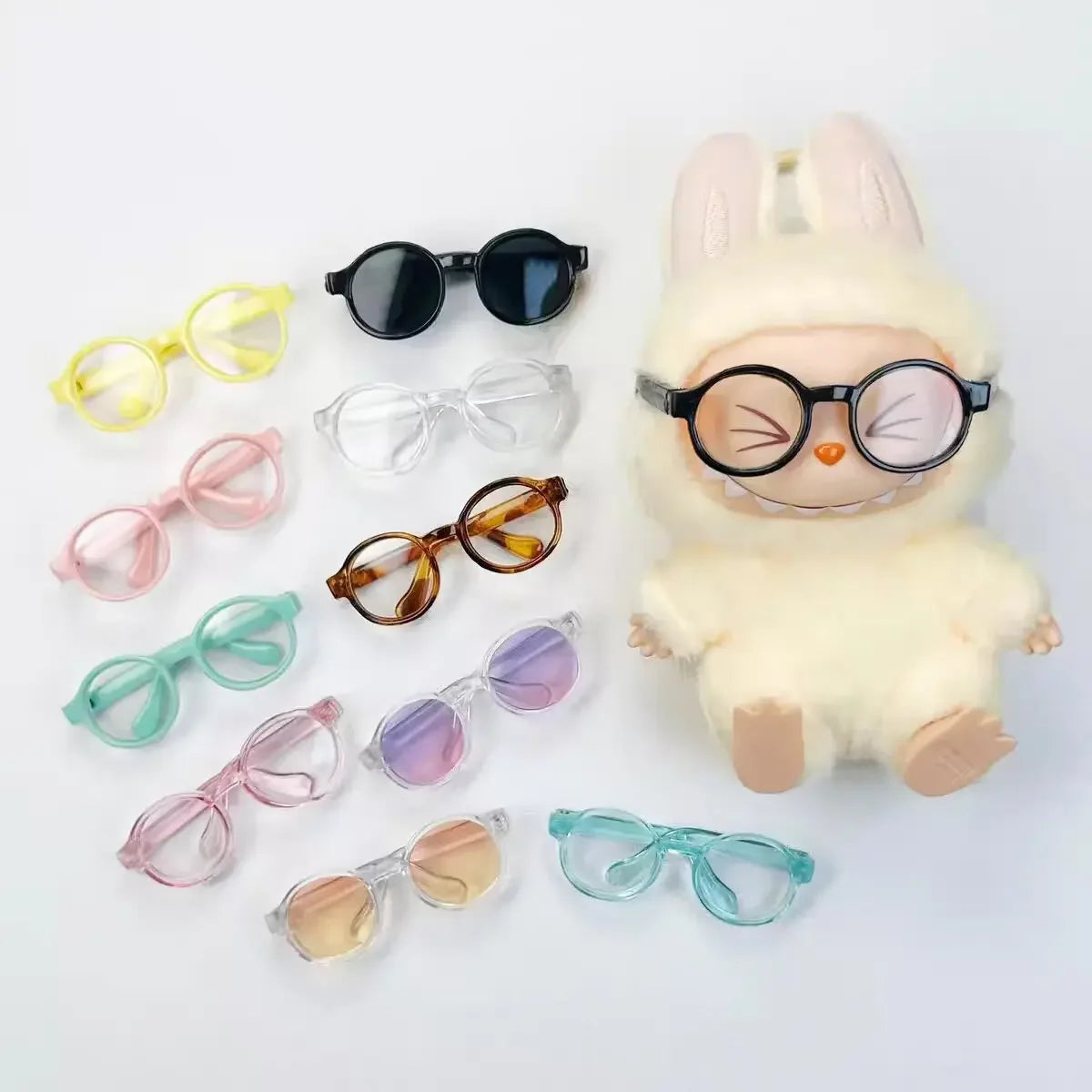 6.5cm Mini Cute Transparent Plastic Glasses for Labubu the Monster Doll Sunglasses For 1/3 BJD Dolls Accessories DIY Doll Toys