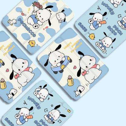 New Kawaii Sanrio Pochacco Ipad Protective Case Cute Cartoon Girl Foldable All Inclusive Anti Fall Protective Case with Pen Slot
