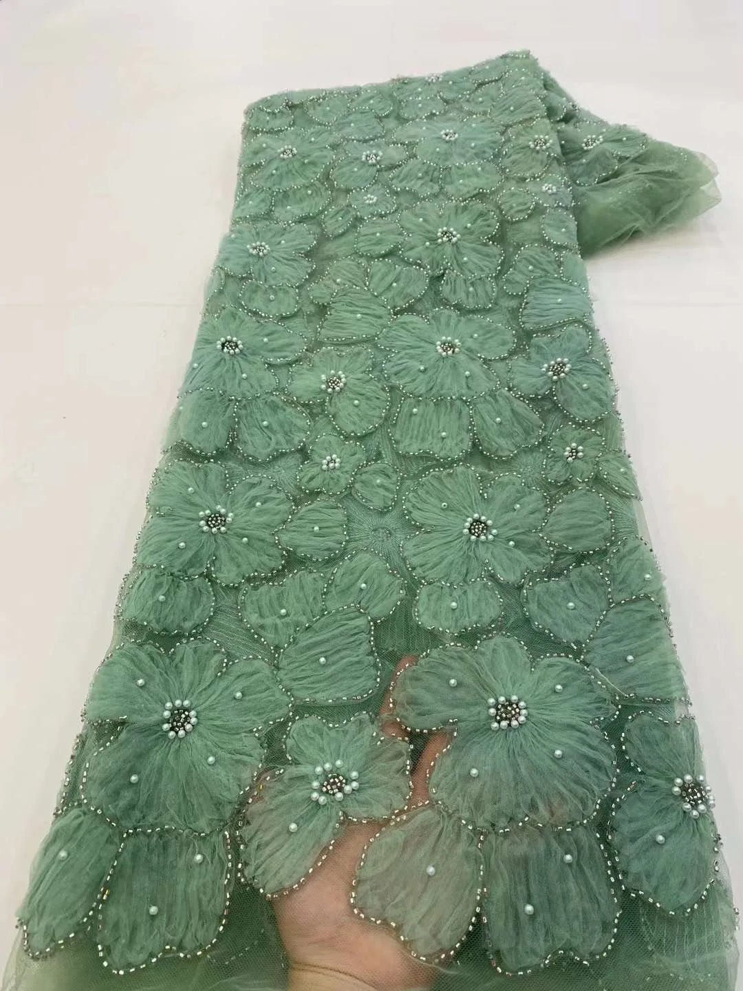 Dark Purple Panhua Bead Cord Embroidery + Sequin Embroidery Fairy Style Evening Dress Women’s Skirt Fashion Bead sewing 2 yard