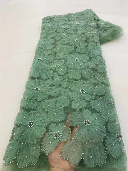 Dark Purple Panhua Bead Cord Embroidery + Sequin Embroidery Fairy Style Evening Dress Women’s Skirt Fashion Bead sewing 2 yard