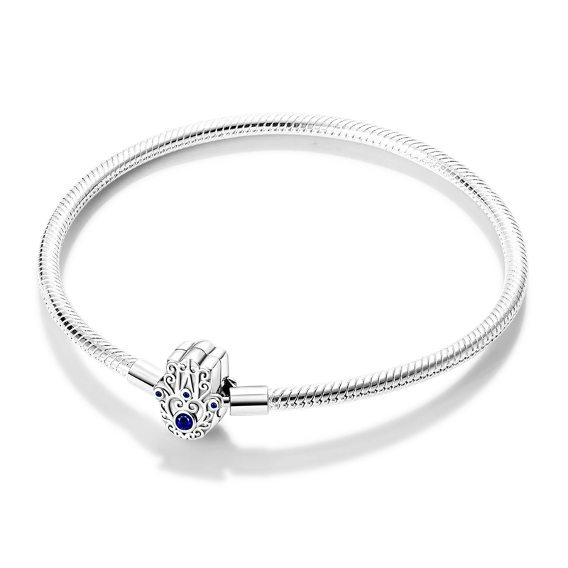 925 Sterling Silver Charm Bracelet - Leaf, Clover, Butterfly & Heart Design | 17-20cm Adjustable