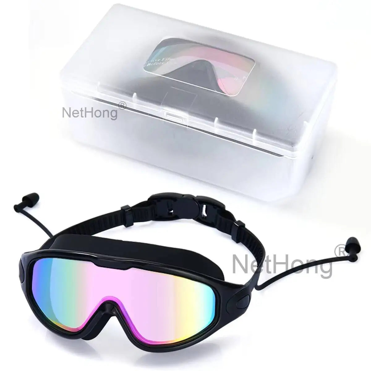 Anti Fog Swimming Goggles UV Glasses Adjustable Earbuds Adult Eye Protect~
