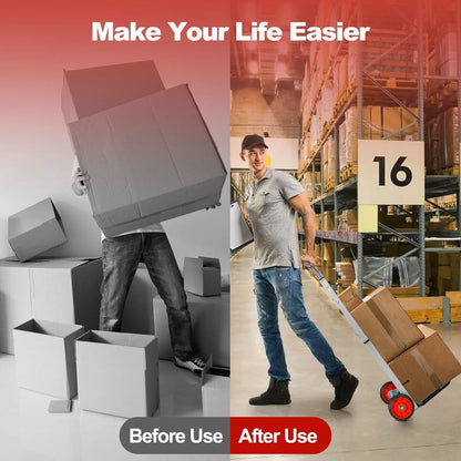 ERGOMASTER Folding Hand Truck Heavy Duty Sack Barrow W/Telescopic Handle All-Terrain Wheels