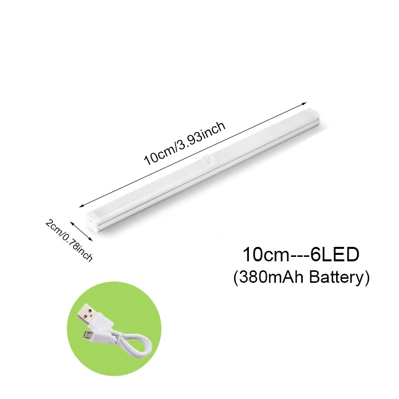 LEDs Under Cabinet Night Light USB Rechargeable Motion Sensor Closet Light Kitchen Bedroom Lighting Kitchen Wall Lamp