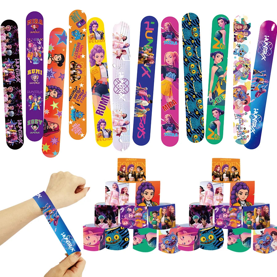 K-POP Demon Slayer Slap Bracelets - Party Favors for Kids Birthday, Christmas Stocking Fillers (12/24/36/48 Pack)