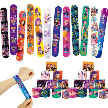 K-POP Demon Slayer Slap Bracelets - Party Favors for Kids Birthday, Christmas Stocking Fillers (12/24/36/48 Pack)