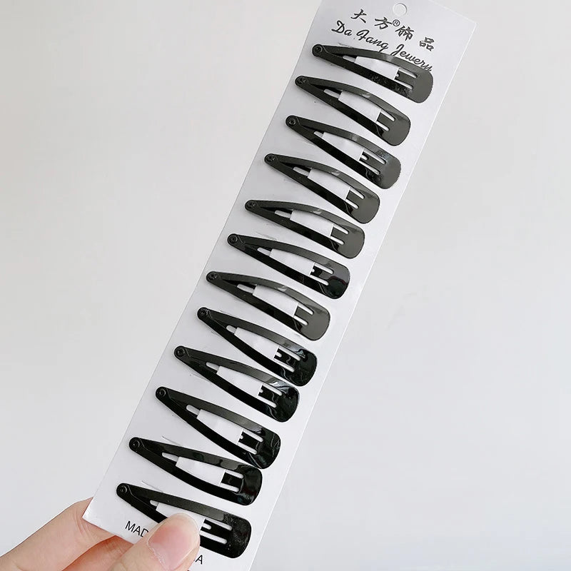 12Pcs/Set Black Barrettes BB Hair Clips Professional Hairpins Hair Accessories For Women Girls Styling Tool Headdress 5-8cm