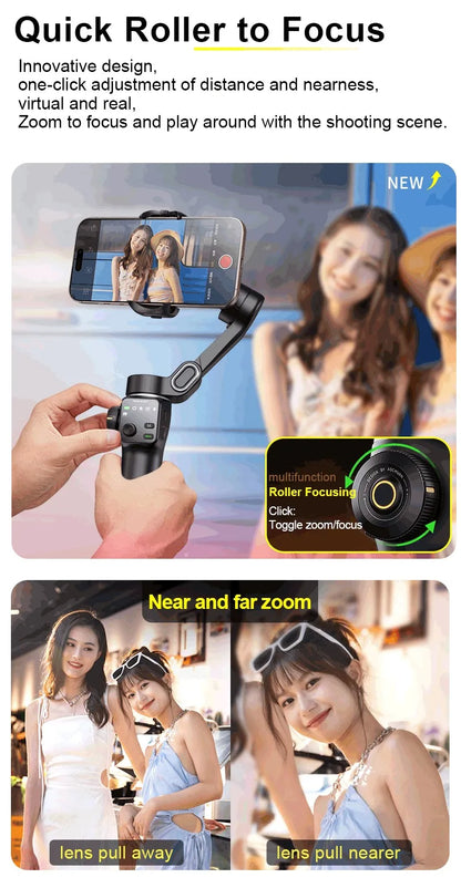 AOCHUAN 3-Axis Handheld Gimbal Phone Stabilizer with Extension Rod  8.0 Anti Shake Face Tracking for Phone Outdoor Shooting Vlog