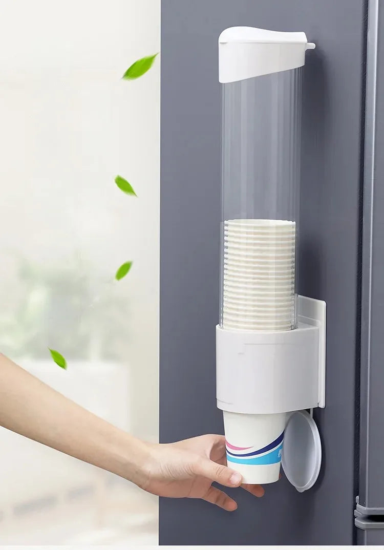 Disposable Paper Cup Remover Automatic Water Dispenser Cup Holder Home Punch-free Wall-mounted Cup Storage Rack