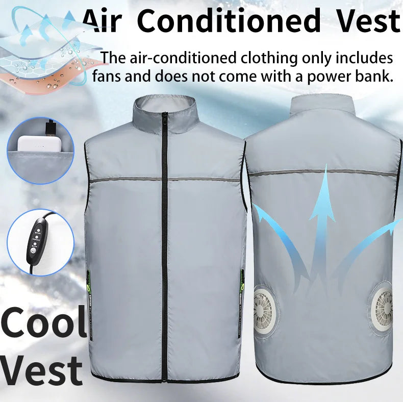 Summer Cooling Fan-Equipped Air-Conditioned Vest—Ideal for High-Temperature Work Environments; Breathable Outdoor Cooling Vest