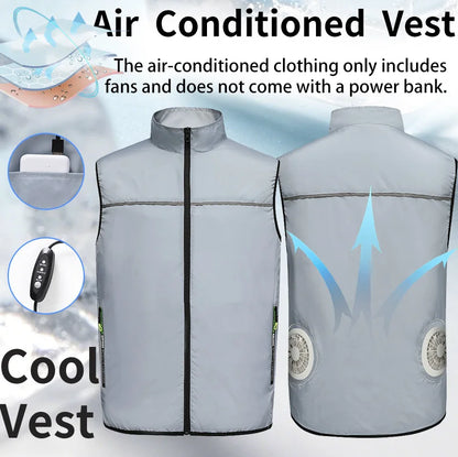 Summer Cooling Fan-Equipped Air-Conditioned Vest—Ideal for High-Temperature Work Environments; Breathable Outdoor Cooling Vest