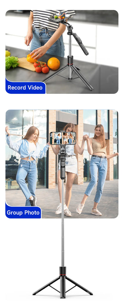 FANGTUOSI New 1.7M Wireless Selfie Stick Tripod Foldable Stand For Gopro Action Cameras Smartphones Balance Steady Shooting Live