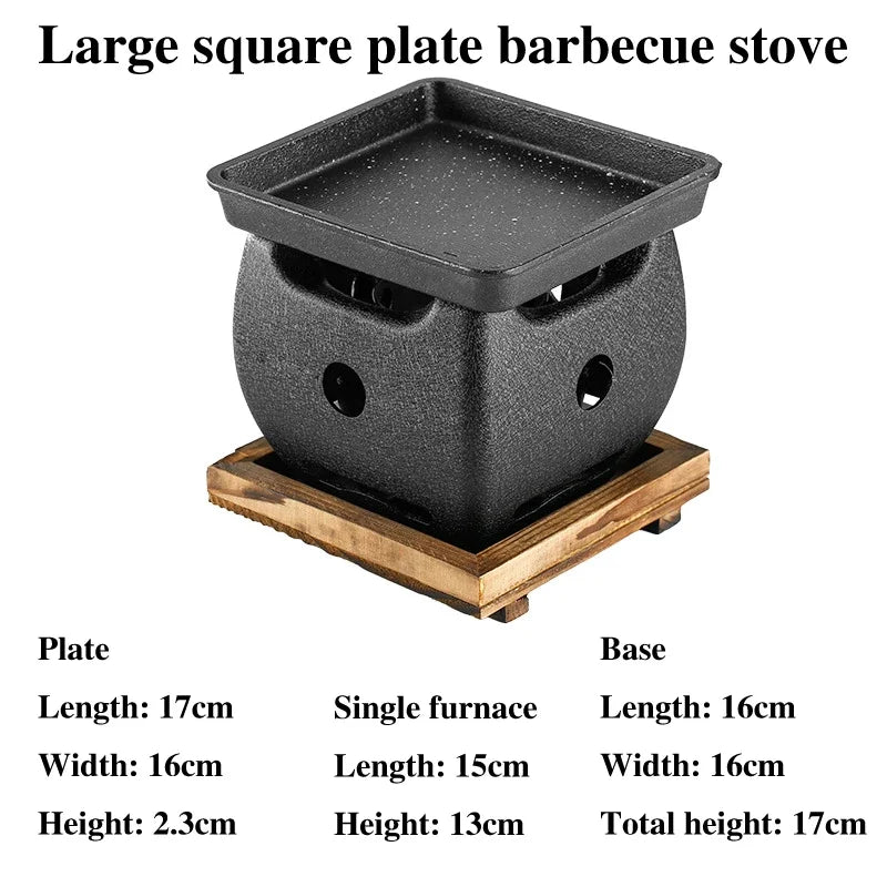 Aluminum alloy tea cooker Small oven Korean style cast iron barbecue dish portable grill korean bbq Japanese charcoal grill