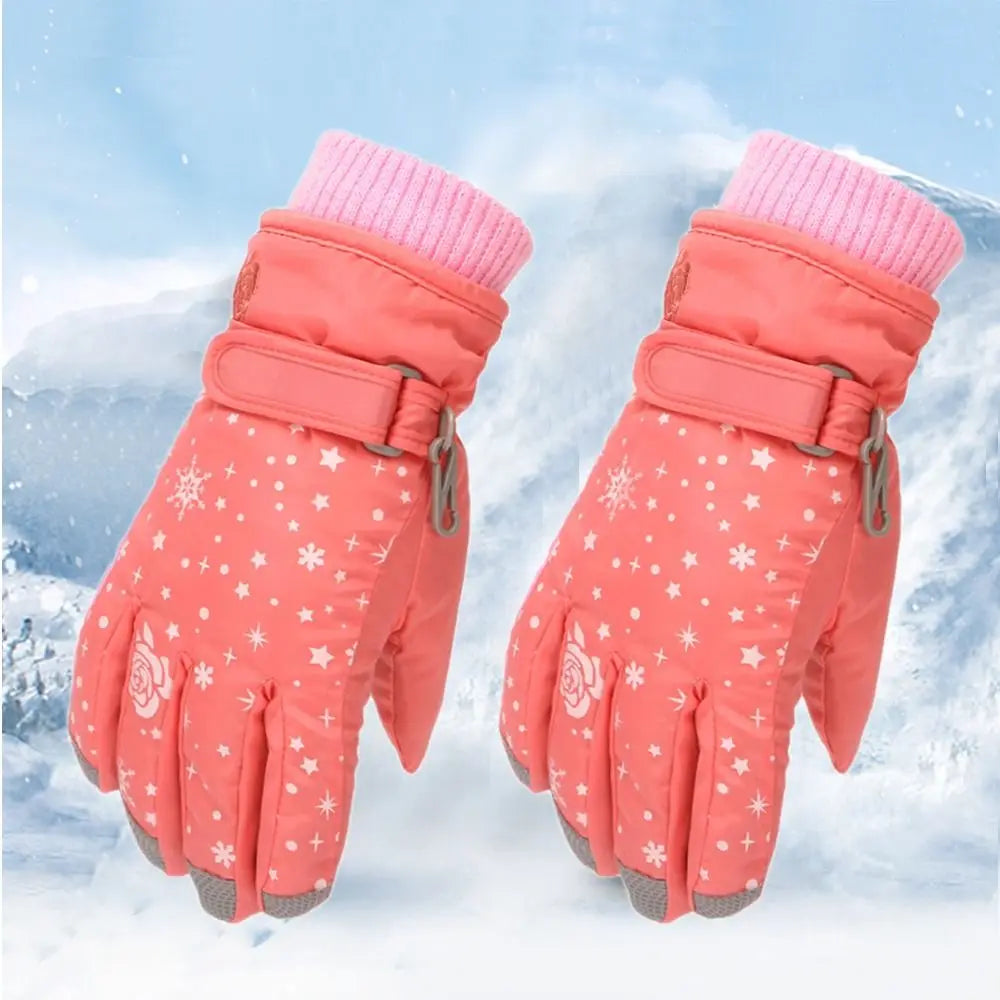 Kids Winter Ski Gloves - Waterproof Warm Snow Mittens for Girls Ages 5-8