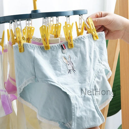 16 Pegs Thickened Laundry Clip Underwear Socks Hanger Airer Cloth Dryer Rack UK