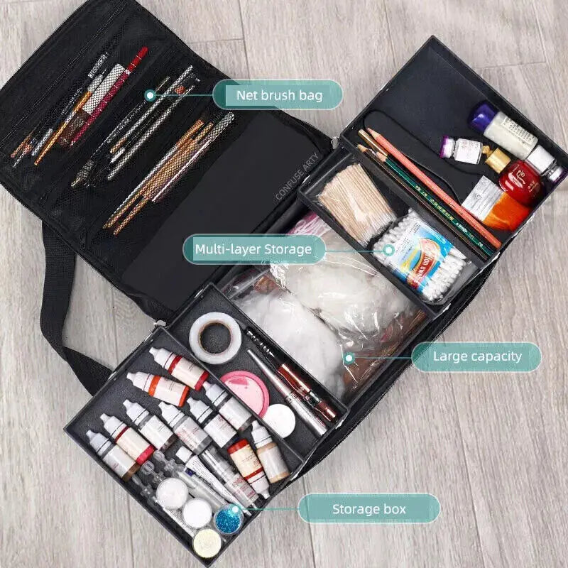Makeup Case Portable Travel Cosmetics Make Up Storage Organizer Box Oxford clothJewelry Nail Beauty Vanity Suitcase for Women