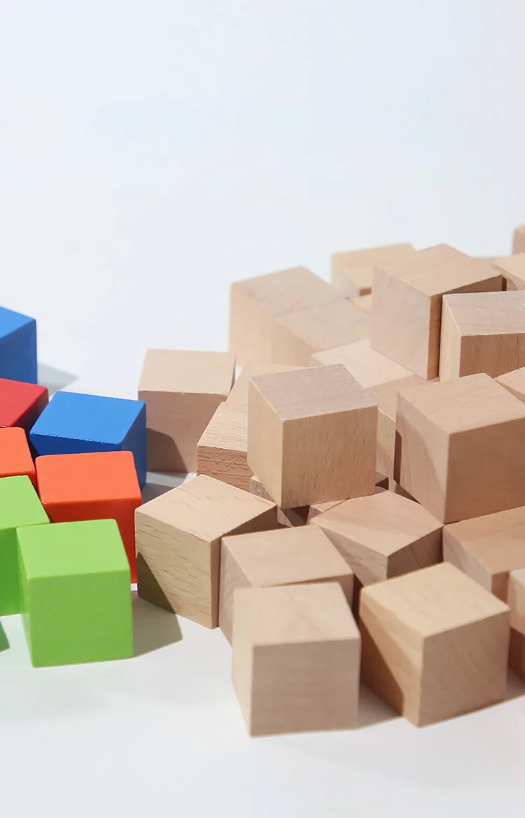 50/100pcs Colorful Cubes Wooden Building Blocks Stacking Up Square Wood Toy Baby Shape Color Learning Toys for Children