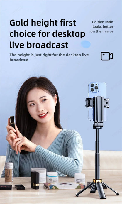 FANGTUOSI Mini Selfie Stick Portable Phone Holder Shooting Aid Versatile Integrated Design Bluetooth Remote For Live Broadcas