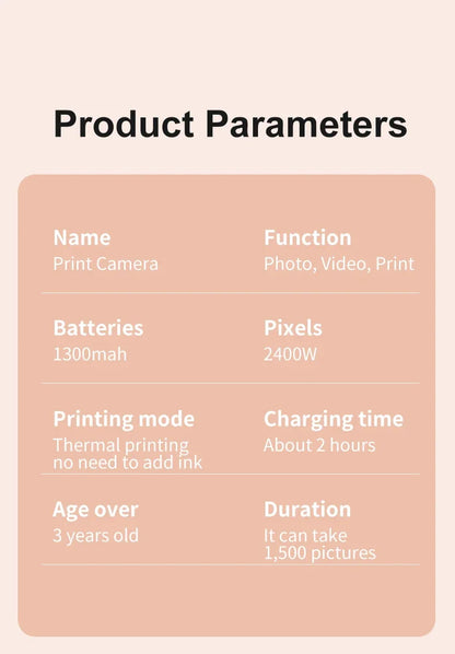 Children Digital Camera Instant Print Toys Thermal Print Camera Instant Photo Printing Camera With Video Function Kids Gifts