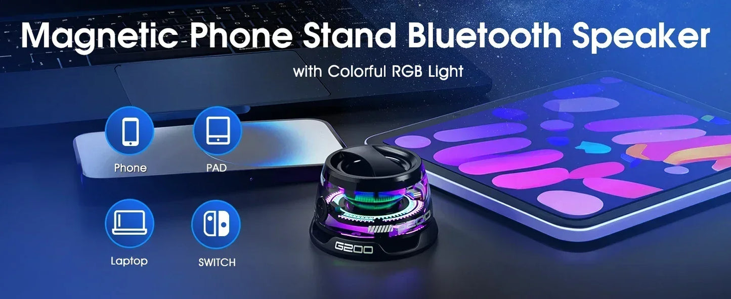 Mini Magnetic Bluetooth Speaker Portable Phone Holder RGB Lighting Speaker BT5.3 Mini Sound Box 7 Hours Playback Easy to carry