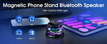 Mini Magnetic Bluetooth Speaker Portable Phone Holder RGB Lighting Speaker BT5.3 Mini Sound Box 7 Hours Playback Easy to carry