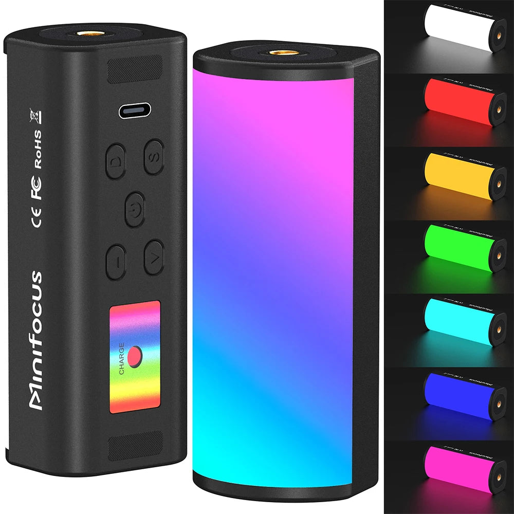 Minifocus Mini RGB Tube Light Handheld led Photography Stick Video Wand Fill Lamp Magnetic 2500-9000K for Vlog Youtube TikTok
