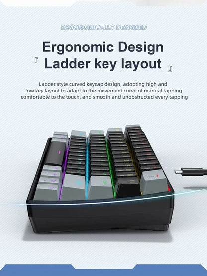 APAYADO K61 Keyboard 60% Portable Wired Mechanical Keyboard Wired 61 Keys Phantom RGB
