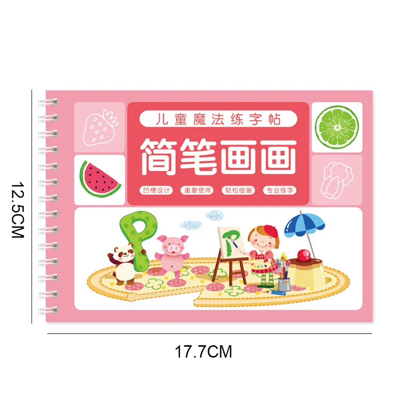 Reusable Children 3D Copybook For Calligraphy Numbers Handwriting Copybooks Learning Math Writing Practice Book For Kids