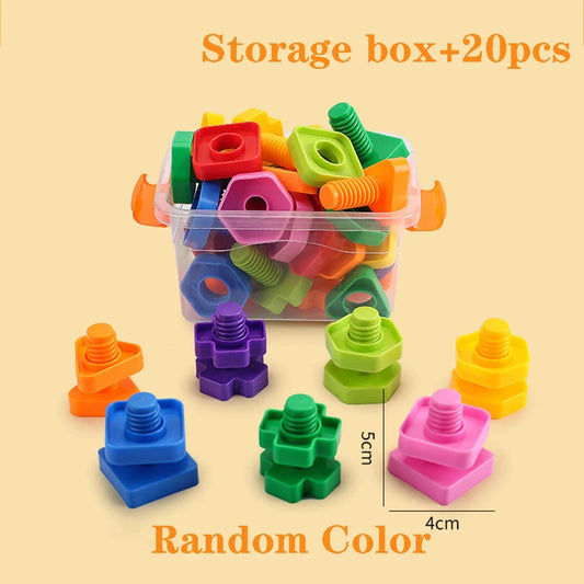10/20pcs Set Screwing Building Blocks Creative Mosaic Puzzle Toys for Children Plastic Insert Nut Shape Boys Educational Toy
