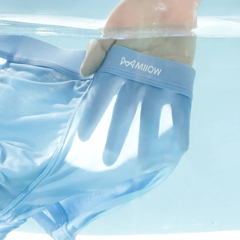 MiiOW 3Pcs Summer Thin Ice Silk Men Boxershorts Graphene Antibacterial Man Underwear Breathable Cool Men's Panties Boxershorts