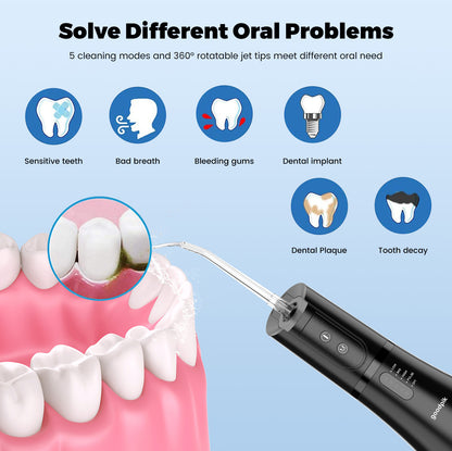Mouth Washing MachineFloss,Oral Irrigator Portable Water Flosser Rechargeable 5 Modes 400ML Dental Water Jet for Cleaning Teeth