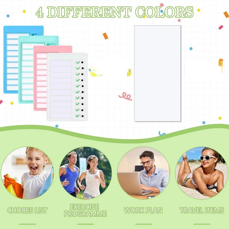 Kids Chore Chart with 5 Blank Cards - Plastic Checklist Board for Routine Planning Responsibility