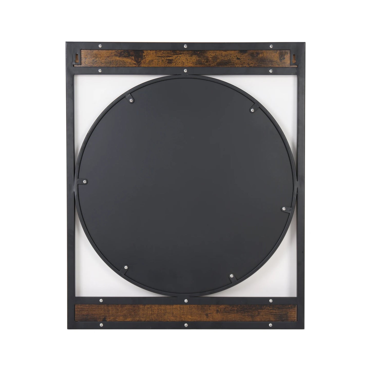 63x76CM Industrial Metal Wood Frame Wall Mounted Mirror Bathroom Living Room Decorative Mirror