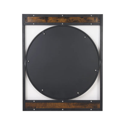 63x76CM Industrial Metal Wood Frame Wall Mounted Mirror Bathroom Living Room Decorative Mirror