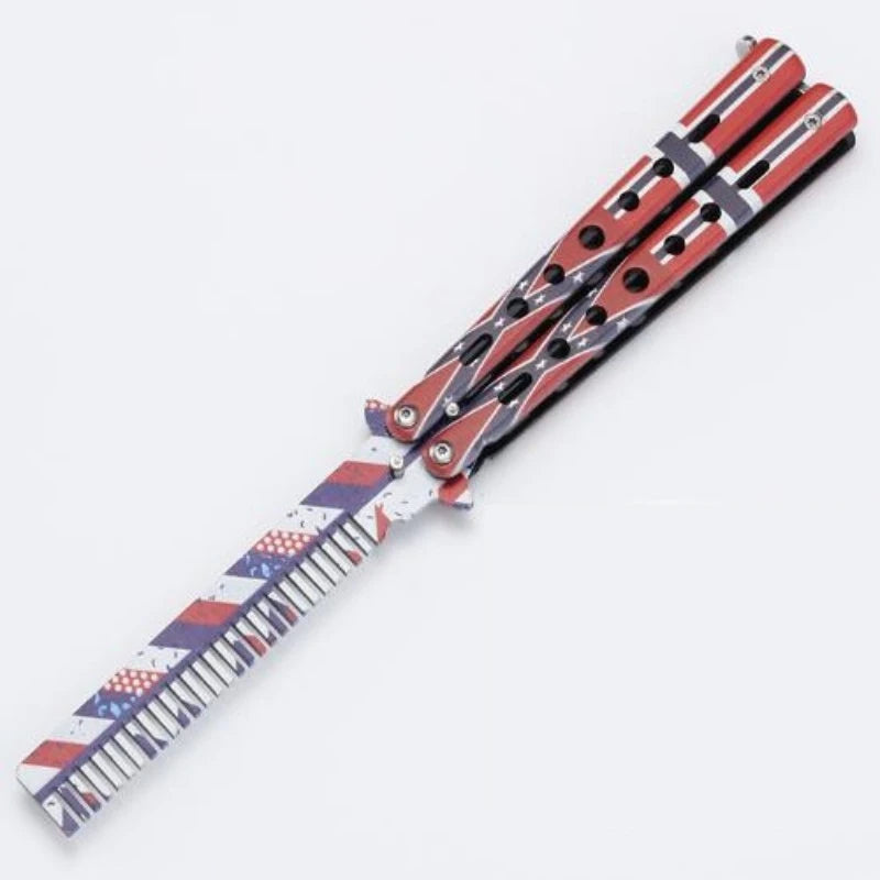 Folding Butterfly Comb for Men Portable Butterfly Training Comb Knife Foldable Trainer Pocket Flail Metal Knife Uncut Blade