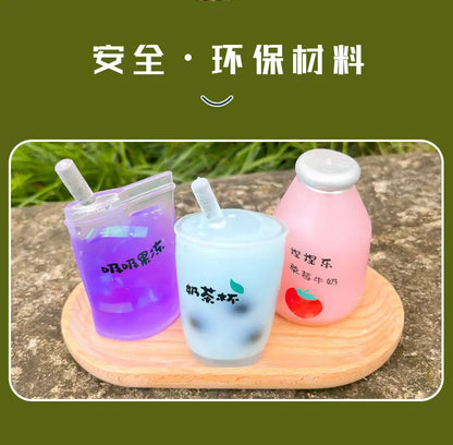 Summer Kawaii Squishy Big Milk Tea Cup Anti-Pressure Pinching Squeeze Kids Toy Fruit Cup Sensory Stress Relief Water Polo Gift