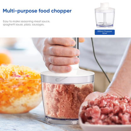 BioloMix 1000W 4-in-1 Immersion Hand Stick Blender Mixer Vegetable Meat Grinder 500ml Chopper Whisk 600ml Smoothie Cup