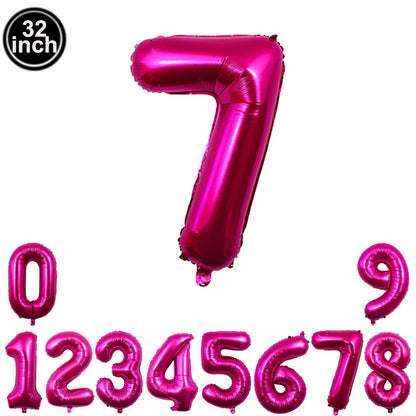 32inch Hot Pink Rose Foil Number Balloons Girls Birthday Pink Large Number Balloon Birthday Wedding Baby Shower Party Decor