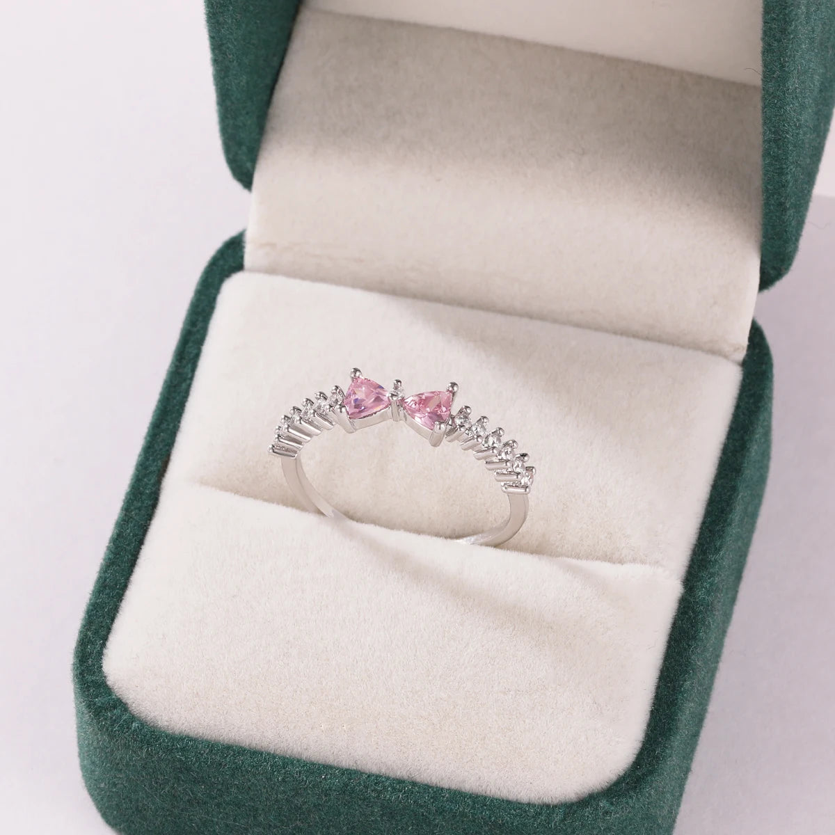 Pink Zircon Bow Heart Rings For Women Gold Plated 18K Plated Adjustable Heart Ring 2026 Trend Wedding Aesthetic Jewelry Gift