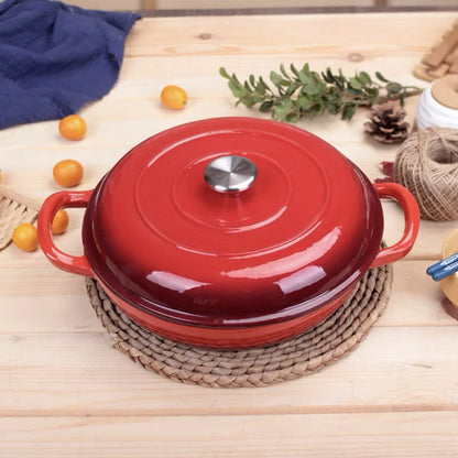 4.5L Dutch Oven Soup Pot Cast Iron Casserole Braiser  Casserole Skillet with Lid and Dual Handles Dutch Oven Baking
