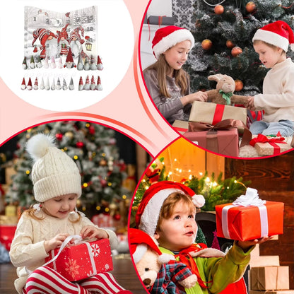 24-day Countdown Calendar Dwarf Dolls Ornaments for Centerpiece Desktop Mantel Christmas Tree 2025 Gnome Advent Calendar