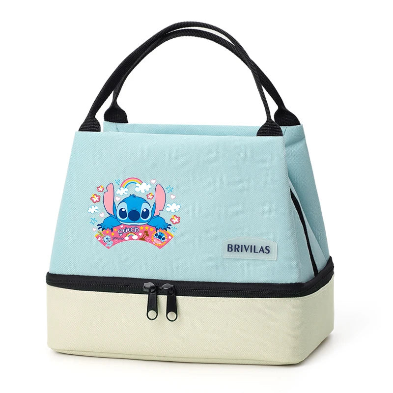 Isolierte Lunchtasche von Stitch, tragbare Aufbewahrungstasche für Lunchboxen, faltbare, isolierte Kühltasche, ideal für Büro, Schule und Picknick