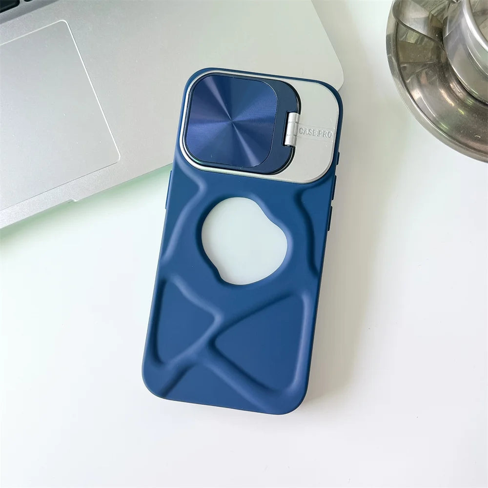 Fashion Logo Hole Magnetic Case for iPhone 17Air 12 13 14 15 16 17 Pro Max Plus Lens Protection Stand For Magsafe Silicone Cover