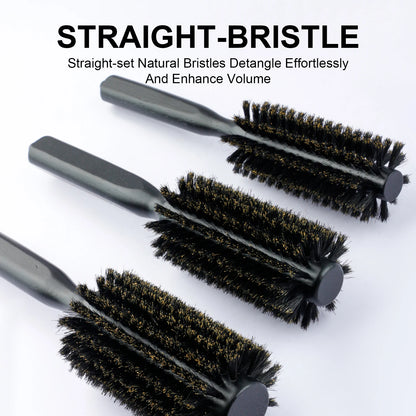 6 Sizes Boar Bristle Round Hair Brush Curly Hair Styling Comb Professional Removable Tail Barber Hairdresser Round Rolling Comb