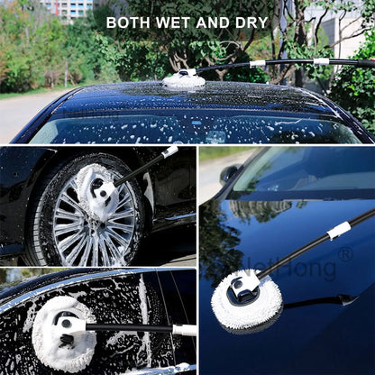 Adjustable Telescopic Car Wash Brush Kit Mop Long Handle Cleaning Tool 15°bend`