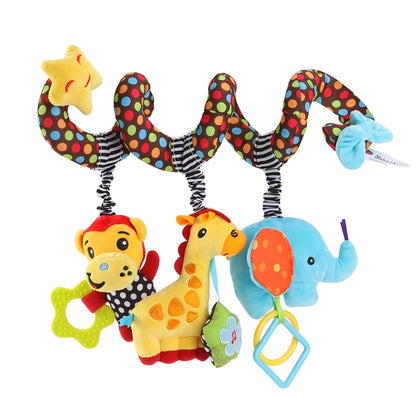 Newborns Spiral Hanging Activity Stroller Toy Baby Carseat Toy Black & White Lion Koala Rattle  for Crib Mobile Sensory Toy Gift